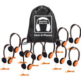 Hamilton Buhl Sack-O-Phones Personal Headphones - Orange - 10 Pack