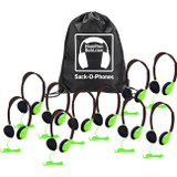 Hamilton Buhl Sack-O-Phones Personal Headphones - Green - 10 Pack
