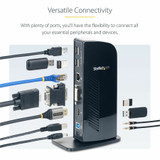 StarTech.com USB 3.0 Docking Station - Compatible with Windows / macOS - Supports Dual Displays - HDMI and DVI - DVI to VGA Adapter Included - USB3SDOCKHD