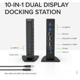Plugable USB 3 & USB-C Dual 4K Display Docking Station with Displayport and HDMI for Windows & Mac