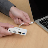 Tripp Lite USB-C Multiport Adapter, VGA, USB-A Port, Gbe and PD Charging, White