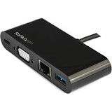 StarTech.com USB C Multiport Adapter - Mini USB-C Dock w/ VGA Video - 60W Power Delivery Passthrough - USB Type-A 5Gbps - Gigabit Ethernet