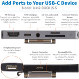 Tripp Lite USB-C Dock with Removable Clip For Laptops and Tablets 4K HDMI USB-A Hub 60W PD Charging