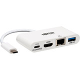 Tripp Lite USB-C Multiport Adapter - 4K HDMI, USB-A Port, GbE, 60W PD Charging, HDCP, White