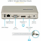 StarTech.com USB C Dock, USB-C to DisplayPort 4K 30Hz or VGA, 65W PD3.0, 4-Port USB 3.1 Gen 1 Hub, GbE, Universal USB C Docking Station