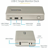 StarTech.com USB C Dock, USB-C to DisplayPort 4K 30Hz or VGA, 65W PD3.0, 4-Port USB 3.1 Gen 1 Hub, GbE, Universal USB C Docking Station