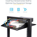 StarTech.com 2 Post Server Rack Shelf - Vented - Center Mount - Up to 75 lb. - 2 post Network Rack Shelf (CABSHF2POSTV2)