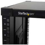StarTech.com 4-Post 9U Mobile Open Frame Server Rack, 19" Network Rolling Rack for Narrow Spaces, Small Data Rack with Casters, TAA