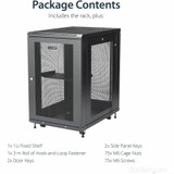 StarTech.com 18U 19" Server Rack Cabinet 4 Post Adjustable Depth 2-30" w/Casters/Cable Management/1U Shelf, Locking Doors and Side Panels