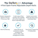 StarTech.com 4-Post 18U Mobile Open Frame Server Rack, 19" Network Rack with Casters, Rolling Rack for Computer/AV/Data/IT Equipment