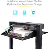 StarTech.com 2U Vented Server Rack Shelf - Center Mount Fixed 20" Deep Cantilever Rackmount Tray for 19" Data/AV/Network w/Cage Nuts
