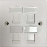 Tripp Lite 4-Port UK-Style Keystone Wall Plate, Unloaded Shuttered Module, White