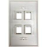 Tripp Lite Safe-IT 4-Port Single-Gang Keystone Wall Plate, Antibacterial, Ivory Gloss, TAA