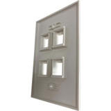 Tripp Lite Safe-IT 4-Port Single-Gang Keystone Wall Plate, Antibacterial, Ivory Gloss, TAA