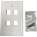Tripp Lite Safe-IT 4-Port Single-Gang Keystone Wall Plate, Antibacterial, Ivory Gloss, TAA