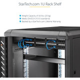 StarTech.com 1U Server Rack Cabinet Shelf - Fixed 10" Deep Cantilever Rackmount Tray for 19" Data/AV/Network Enclosure w/cage nuts, screws