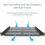 StarTech.com 1U Server Rack Cabinet Shelf - Fixed 12" Deep Cantilever Rackmount Tray for 19" Data/AV/Network Enclosure w/cage nuts, screws