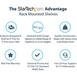 StarTech.com 1U Vented Server Rack Cabinet Shelf - Fixed 12" Deep Cantilever Rackmount Tray for 19" Data/AV/Network Enclosure w/Cage Nuts
