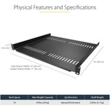 StarTech.com 1U Vented Server Rack Cabinet Shelf - Fixed 16" Deep Cantilever Rackmount Tray for 19" Data/AV/Network Enclosure w/Cage Nuts