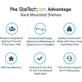 StarTech.com 1U Server Rack Cabinet Shelf - Fixed 7" Deep Cantilever Rackmount Tray for 19" Data/AV/Network Enclosure w/cage nuts, screws