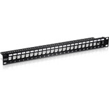 TRENDnet 24-Port Blank Keystone Shielded 1U Patch Panel, 1U 19" Rackmount Housing, Protects Against EMI/RFI Noise, Recommended With TC-K06C6A Cat6A Keystone Jacks (Sold Separately), Black, TC-KP24S