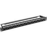 Tripp Lite 24-Port 1U Rack-Mount Cat5e/6 Offset Feed-Through Patch Panel with Cable Management Bar RJ45 Ethernet TAA