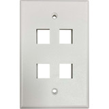 Tripp Lite Safe-IT 4-Port Single-Gang Keystone Wall Plate, Antibacterial, Ivory Matte, TAA