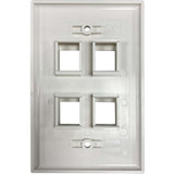 Tripp Lite Safe-IT 4-Port Single-Gang Keystone Wall Plate, Antibacterial, Ivory Matte, TAA