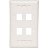 Tripp Lite Quad Outlet RJ45 Universal Keystone Face Plate / Wall Plate, White, 4-Port