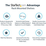 StarTech.com 1U Vented Server Rack Cabinet Shelf - Fixed 7in Deep Cantilever Rackmount Tray for 19" Data/AV/Network Enclosure w/Cage Nuts