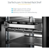 StarTech.com 1U Vented Server Rack Cabinet Shelf - Fixed 7in Deep Cantilever Rackmount Tray for 19" Data/AV/Network Enclosure w/Cage Nuts