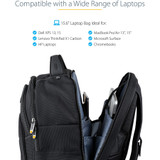 StarTech.com 15.6" Laptop Backpack w/ Removable Accessory Case, Professional IT Tech Backpack for Work/Travel/Commute, Nylon Computer Bag