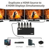 SIIG 4 Port HDMI 2.0 4K 60Hz HDR Splitter with EDID and Downscaling Feature