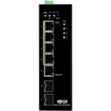 Tripp Lite 5-Port Unmanaged Industrial Gigabit Ethernet Switch 10/100/1000 Mbps PoE+ 30W -10&deg; to 60&deg;C 2 GbE SFP Slots DIN Mount