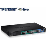 TRENDnet 28-Port Gigabit Web Smart PoE+ Switch, 24 x Gigabit Ports, 4 x Shared Gigabit Ports (RJ-45 or SFP), 185W PoE Budget, 56Gbps Switching Capacity, Lifetime Protection, Black, TPE-2840WS