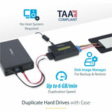 StarTech.com 1:1 Standalone Hard Drive Duplicator with Disk Image Library Manager for Backup & Restore, HDD/SSD Cloner