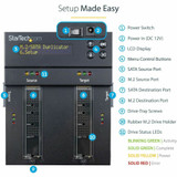 StarTech.com Standalone Dual Bay M.2 SATA/NVMe Duplicator/Eraser, HDD/SSD Cloner/Wiper, M.2 PCIe/AHCI, Hard Drive Sanitizer/Copier, TAA