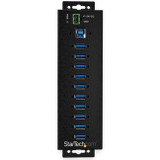 StarTech.com 10 Port USB Hub w/ Power Adapter - Metal Industrial USB 3.0 Data Hub - Din Rail, Wall & Desk Mount USB 3.2 Gen 1 5Gbps Hub