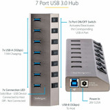StarTech.com 7-Port Self-Powered USB-C Hub with Individual On/Off Switch, Desktop/Laptop USB-C to USB-A Hub, USB Type C Hub w/Power Supply