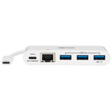 Tripp Lite 3-Port USB 3.2 Gen 1 Hub with LAN Port and Power Delivery USB-C to 3x USB-A Ports and Gigabit Ethernet White