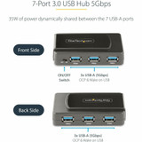 StarTech.com 7-Port USB Hub, USB 3.0 5Gbps, USB-A to 7x USB-A, Self Powered USB-A Expansion Hub w/ 35W Power Supply