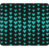 OTM Classic Prints Black Mouse Pad, Falling Turquoise Hearts