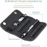 StarTech.com 20-Bit Electric Precision Screwdriver Set, Cordless/Battery Powered, Magnetic Bit Driver Kit for Laptop/Computer/Phone Repair