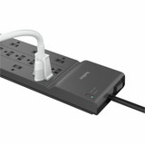 Belkin 12-Outlet Surge Protector w/ 12 AC Outlets & 2.4M Long Flat Plug Heavy-Duty Extension Cord for Home, Office, Travel, Computer Desktop, Laptop & Phone Charger - 3,940 Joules of Protection