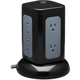 Tripp Lite 6-Outlet Surge Protector Tower 3x USB-A 1x USB-C 8 ft. Cord 5-15P Plug 1800 Joules Black