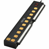 Tripp Lite Protect It! 10-Outlet Surge Protector with Swivel Light Bars - 5-15R Outlets, 2 USB Ports, 6 ft. (1.8 m) Cord, 1350 Joules, Black