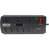 Tripp Lite 8-Outlet Surge Protector with 2 USB Ports (2.1A Shared) 8 ft. (2.43 m) Cord 1200 Joules Tel/Modem Black