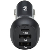 Tripp Lite 3-Port USB Car Charger 36W Max USB-C PD 3.0 Up to 18W 2 USB-A QC 3.0 Up to 36W