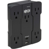 Tripp Lite Safe-IT 5-Outlet Surge Protector USB-A/USB-C Ports 5-15P Direct Plug-In 1050 Joules Antimicrobial Protection Black