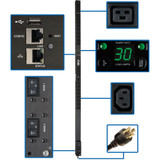 Tripp Lite PDU Monitored 208/240V 30A 36 C13; 6 C19 L6-30P LX Interface 0U